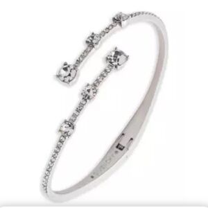 Givenchy Crystal Pavé Bypass Bangle Bracelet Silver Tone